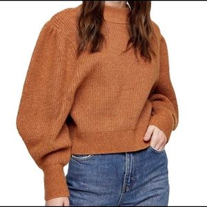 NWT TopShop Mock Turtleneck Cable Sweater
